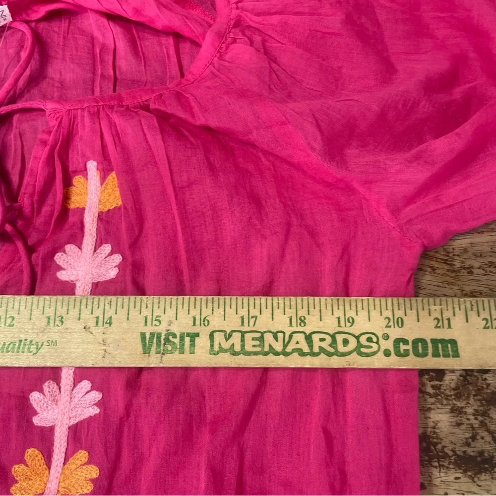 Debbie Katz South Beach‎ Women’s Peasant Tunic Pink Embroidered Size Large